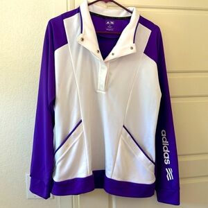Adidas golf purple and white sporty pull over / jacket (sz XL)